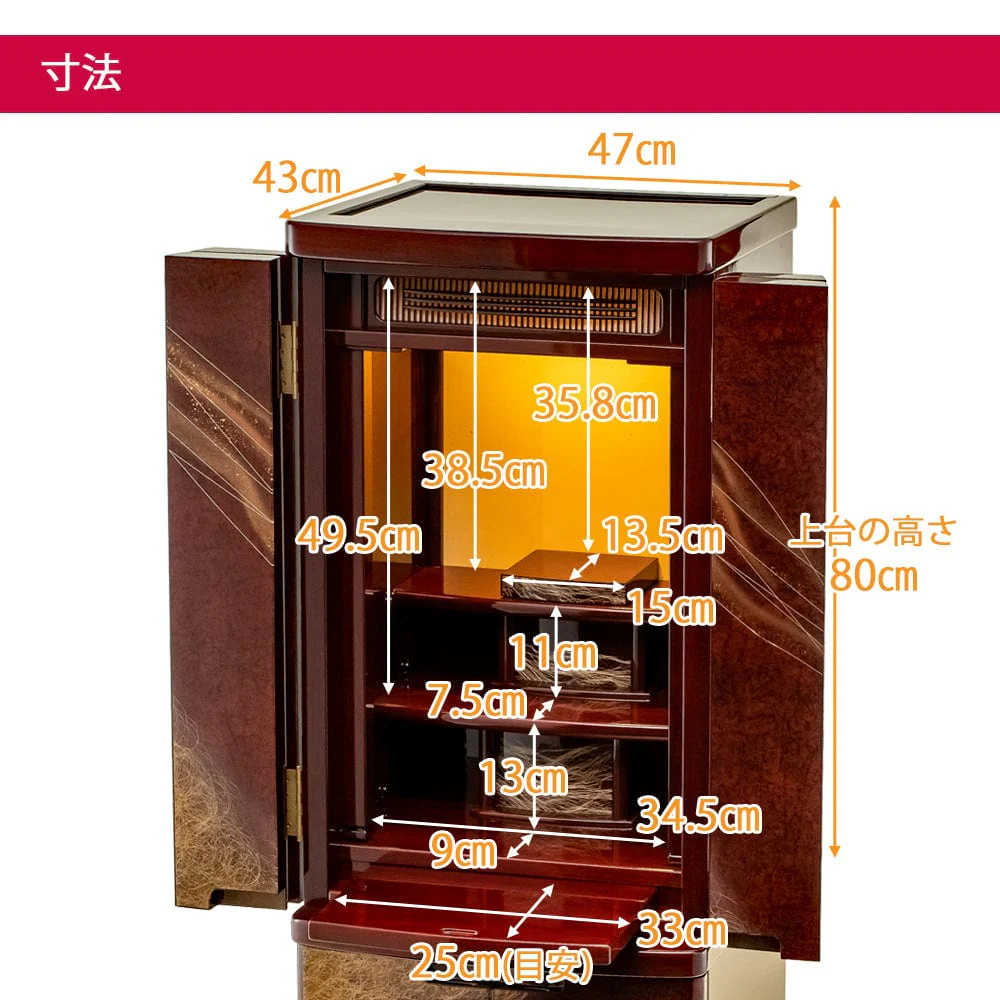 仏壇 京錦 (きょうにしき) デラックス パーロッサ 高さ130cm - Image 8