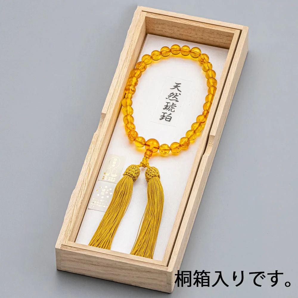 数珠 琥珀 共仕立 頭付正絹弥勒房 - Image 5