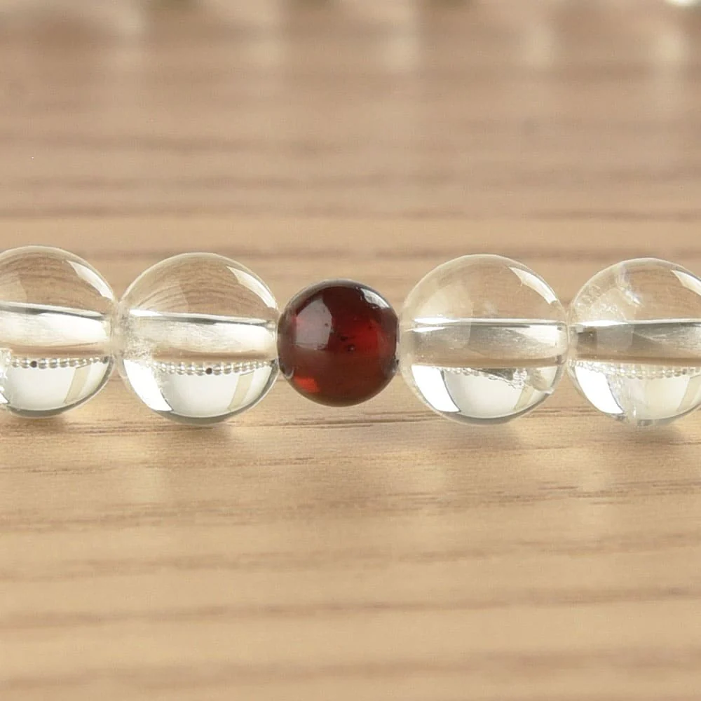 数珠 たまのお 水晶7mm ガーネット仕立 正絹頭付 - Image 4