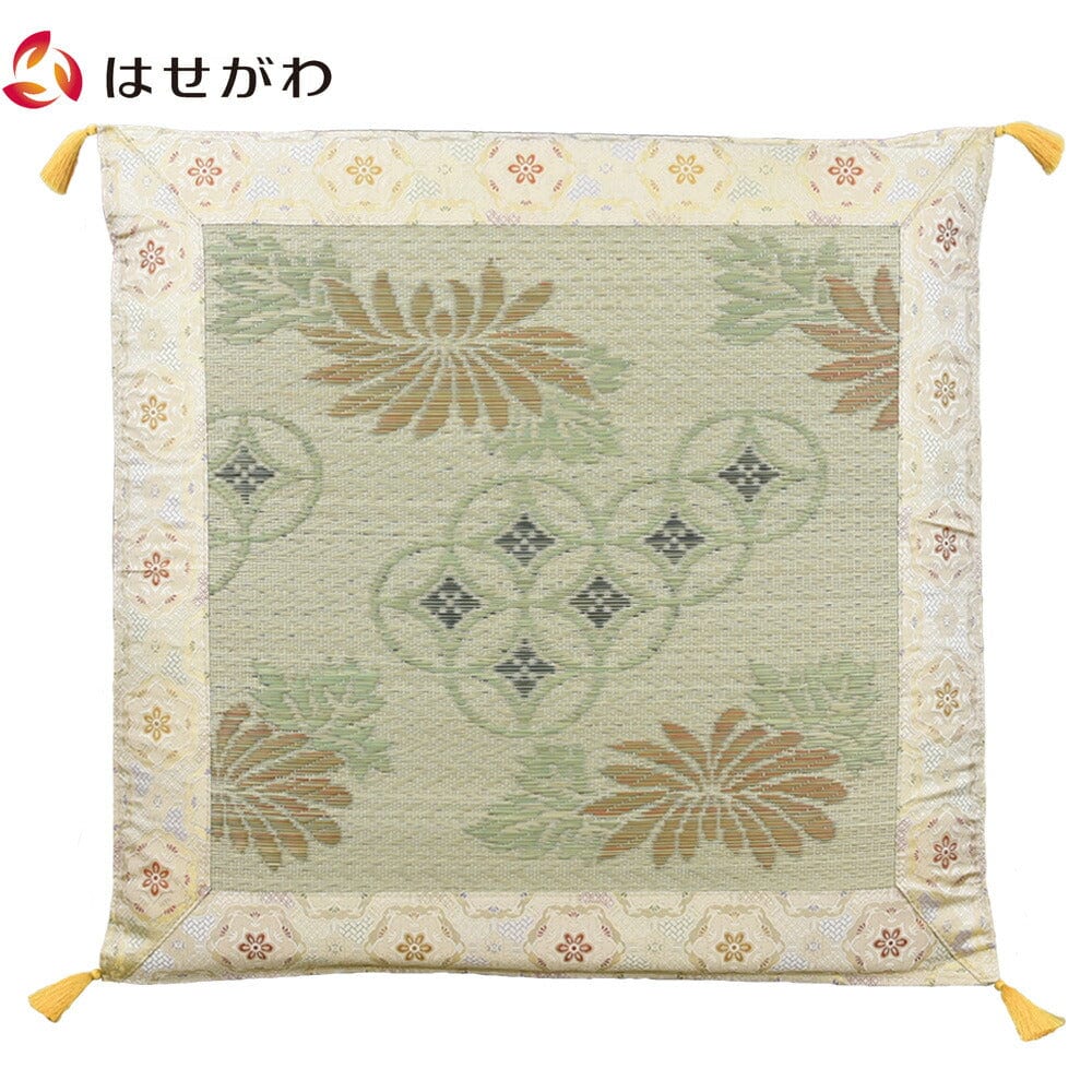 御前ござ布団 新天井華 白茶