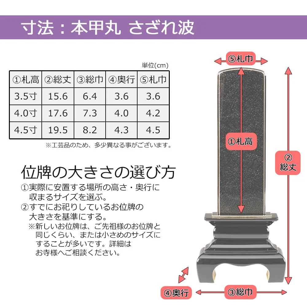 位牌 本甲丸 さざれ波 黒 - Image 8