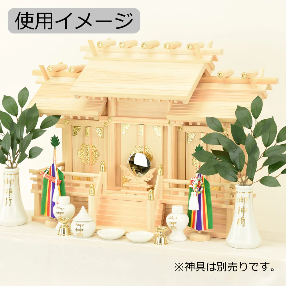 神殿 屋根違い 三社(別寸)小 桧 - Image 7